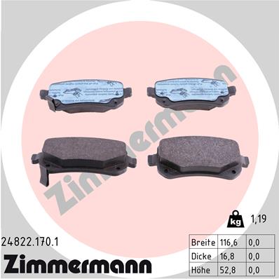 ZIMMERMANN 24822.170.1 - Тормозные колодки 