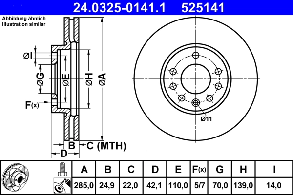 ATE 24.0325-0141.1 - Тормозной диск PowerDisc
