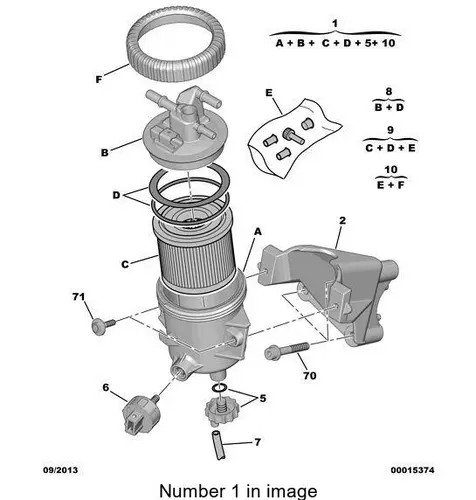 PSA 190165 - фильтр топливный! в корпусе, Siemens-system\ Peugeot 206/307/406, Citroen Xantia 2.0HDi 00>