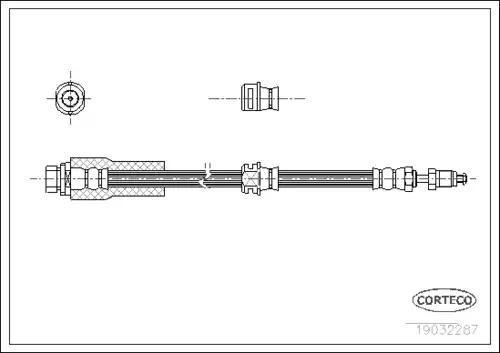 CORTECO 19032287 - шланг тормозной передний! \ Ford Fiesta 1.25 16V-1.6/1.4TDCi/1.6TDCi 02>