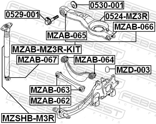 FEBEST MZAB-MZ3R-KIT - Комплект рычагов