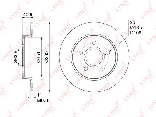 LYNXAUTO BN-1018 - Тормозные диски