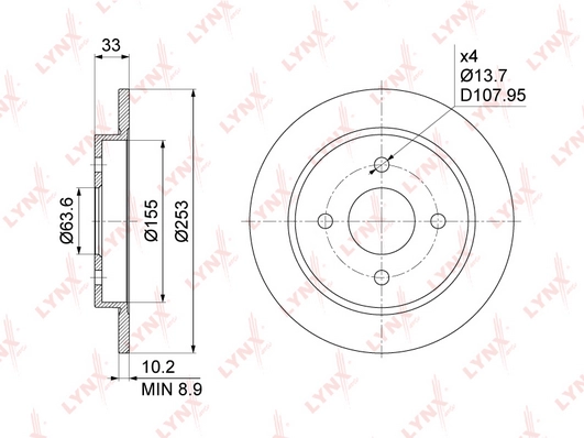 LYNXAUTO BN-1020 - Тормозные диски