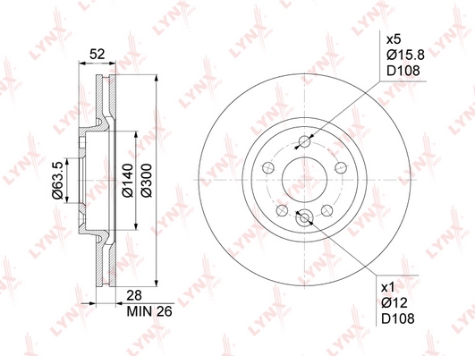LYNXAUTO BN-1027 - Тормозные диски