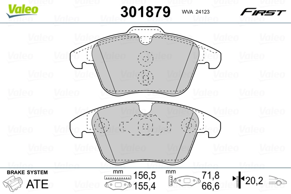 VALEO 301879 - Комплект тормозных колодок, дисковый тормоз FIRST