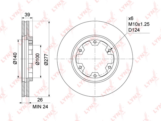 LYNXAUTO BN-1107 - Тормозные диски