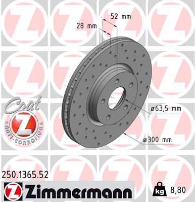 ZIMMERMANN 250.1365.52 - Тормозной диск SPORT BRAKE DISC Z