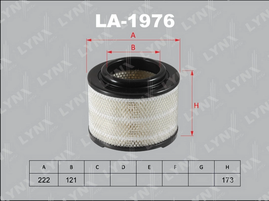 LYNXAUTO LA-1976 - Воздушный фильтр