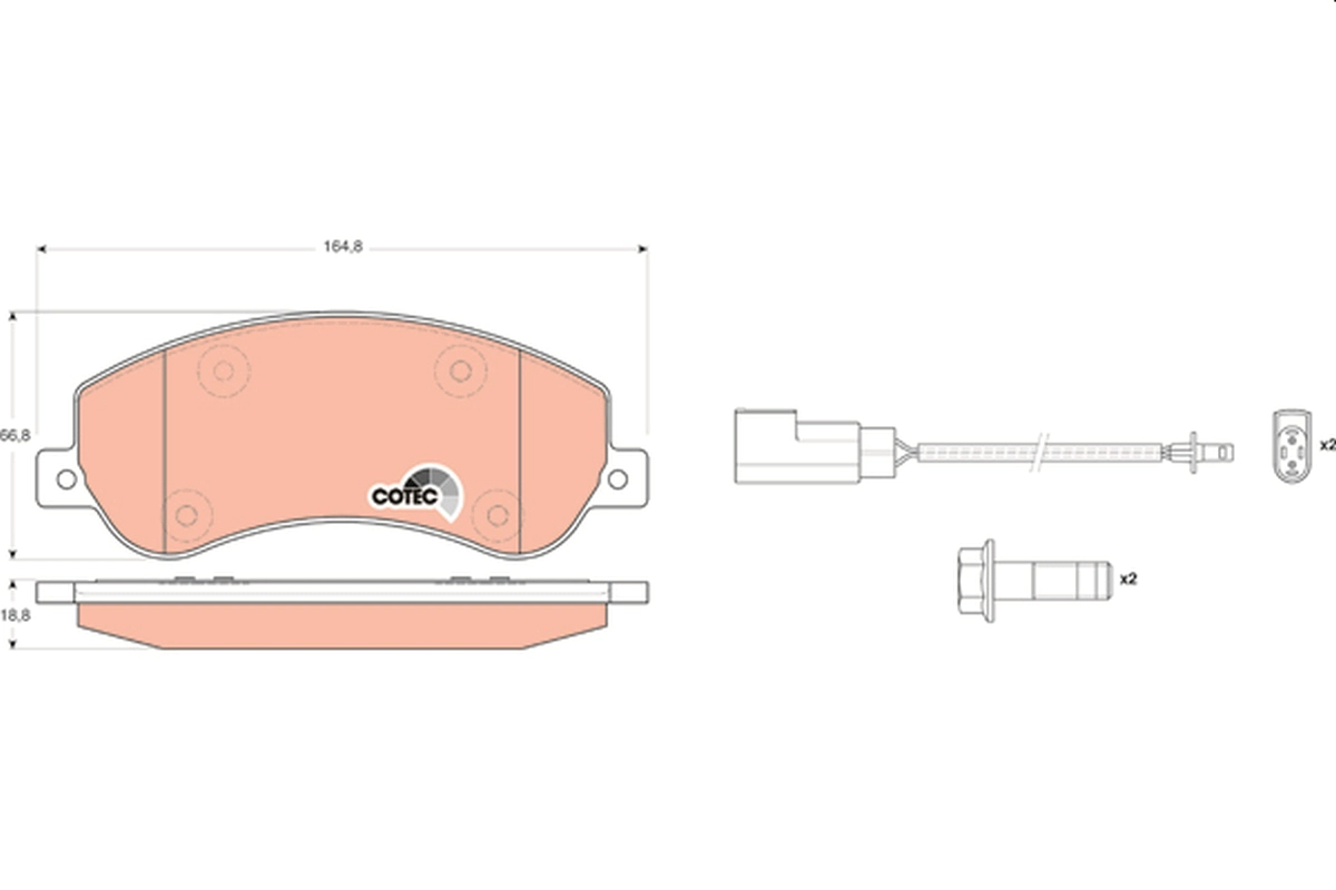 Комплект тормозных колодок, дисковый тормоз COTEC