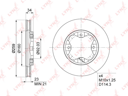 LYNXAUTO BN-1036 - Тормозные диски