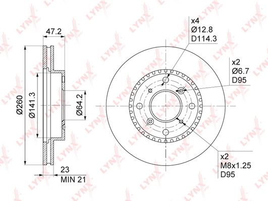 LYNXAUTO BN-1041 - Тормозные диски