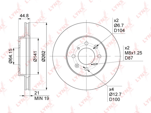 LYNXAUTO BN-1034 - Тормозные диски