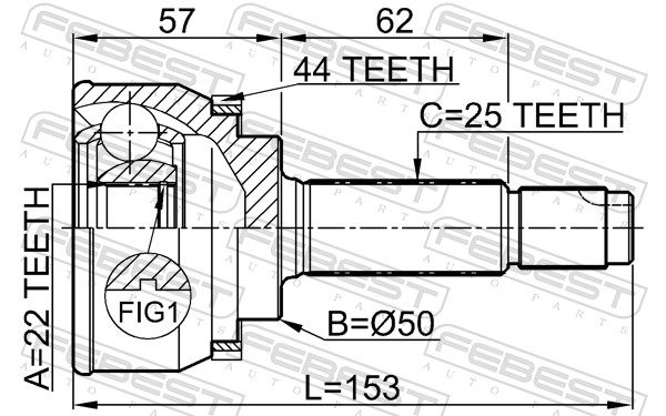 FEBEST 0410-004A44 - ШРУС