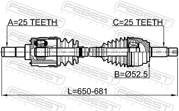 FEBEST 1214-SOLLH - Приводной вал (полуось)