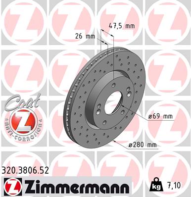 ZIMMERMANN 320.3806.52 - Тормозной диск SPORT BRAKE DISC Z