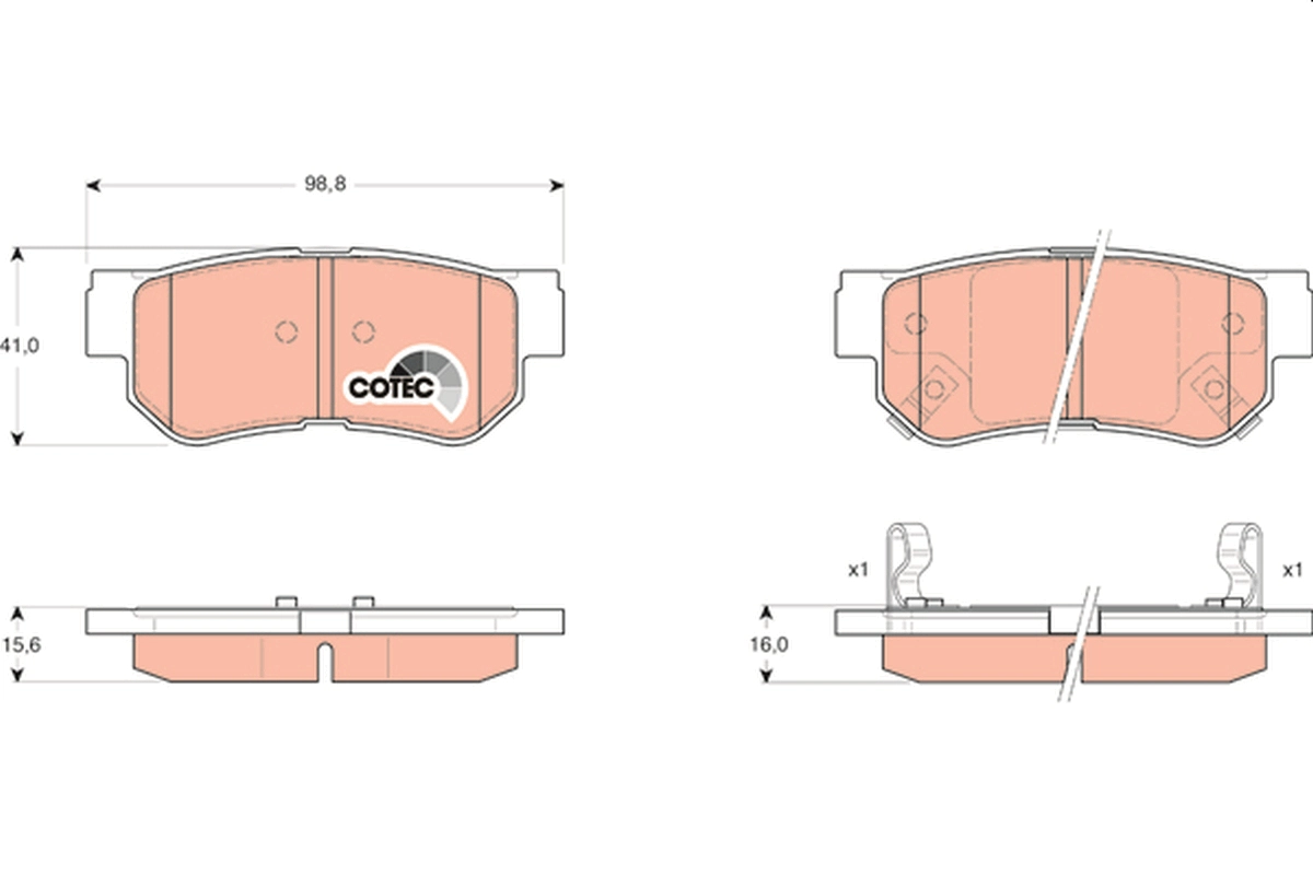 TRW GDB3284 - Комплект тормозных колодок, дисковый тормоз COTEC