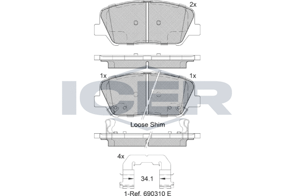 ICER 182102 - Тормозные колодки 