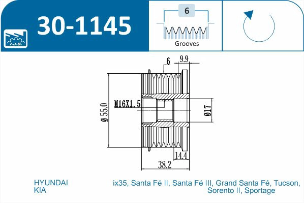 IJS GROUP 30-1145 - Шкив генератора
