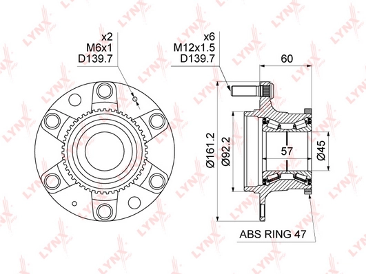LYNXAUTO WH-1156 - Ступичный подшипник