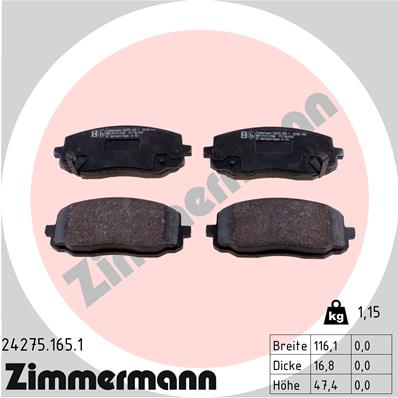 ZIMMERMANN 24275.165.1 - Тормозные колодки 