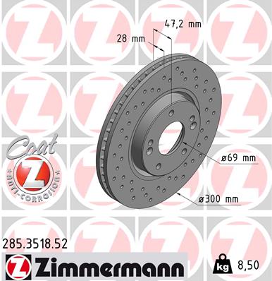 ZIMMERMANN 285.3518.52 - Тормозной диск SPORT BRAKE DISC Z