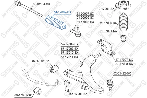 STELLOX 14-17002-SX - Пыльник рулевой рейки