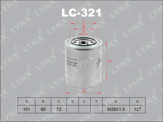 LYNXAUTO LC-321 - Масляный фильтр