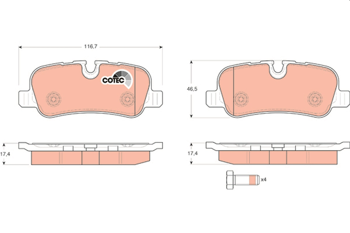 TRW GDB1632 - Комплект тормозных колодок, дисковый тормоз COTEC