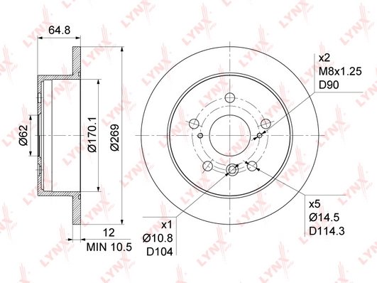 LYNXAUTO BN-1141 - Тормозные диски