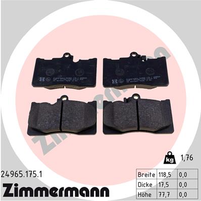 ZIMMERMANN 24965.175.1 - Тормозные колодки 