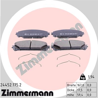 ZIMMERMANN 24452.175.2 - Тормозные колодки 