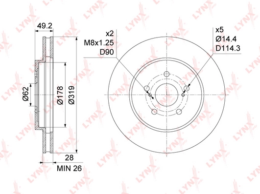 LYNXAUTO BN-1163 - Тормозные диски