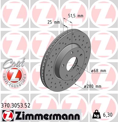 ZIMMERMANN 370.3053.52 - Тормозной диск SPORT BRAKE DISC Z