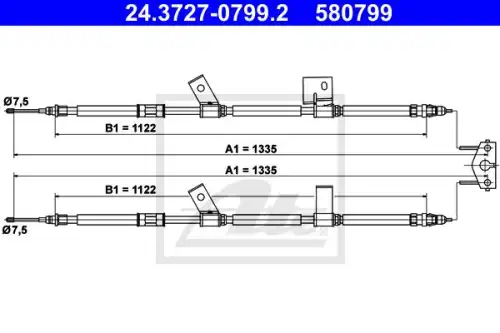 ATE 24372707992 - Трос ручного тормоза