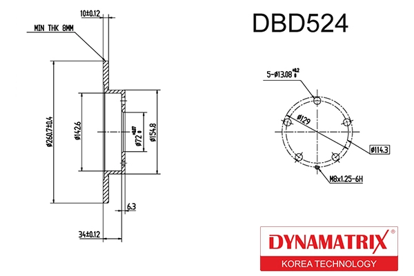 DYNAMATRIX DBD524 - Тормозные диски