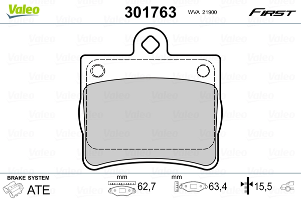 VALEO 301763 - Комплект тормозных колодок, дисковый тормоз FIRST