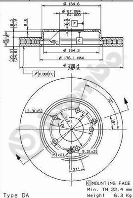 BREMBO 09.8411.11 - Тормозной диск PRIME LINE - UV Coated