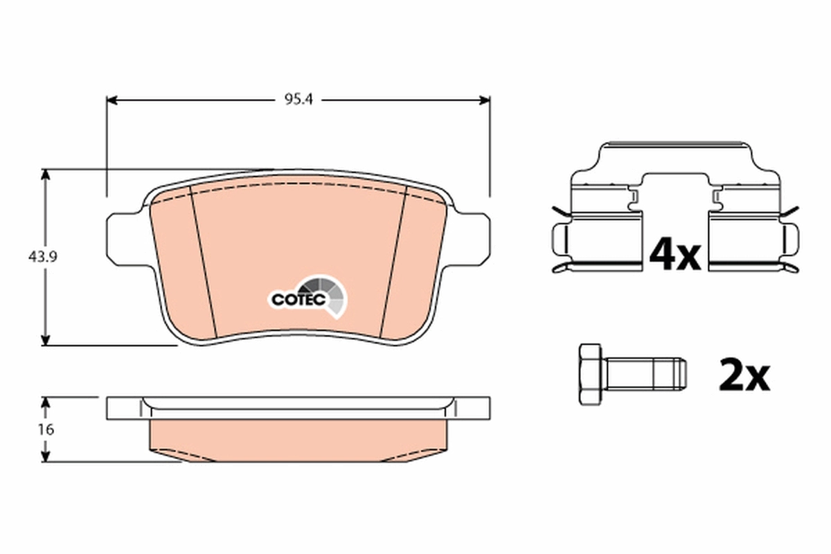 TRW GDB1786 - Комплект тормозных колодок, дисковый тормоз COTEC