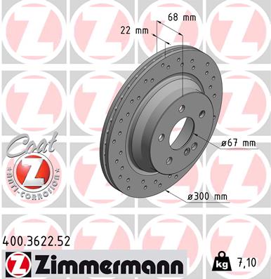 ZIMMERMANN 400.3622.52 - Тормозной диск SPORT BRAKE DISC Z
