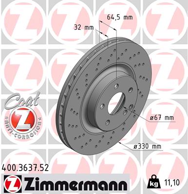 ZIMMERMANN 400.3637.52 - Тормозной диск SPORT BRAKE DISC Z