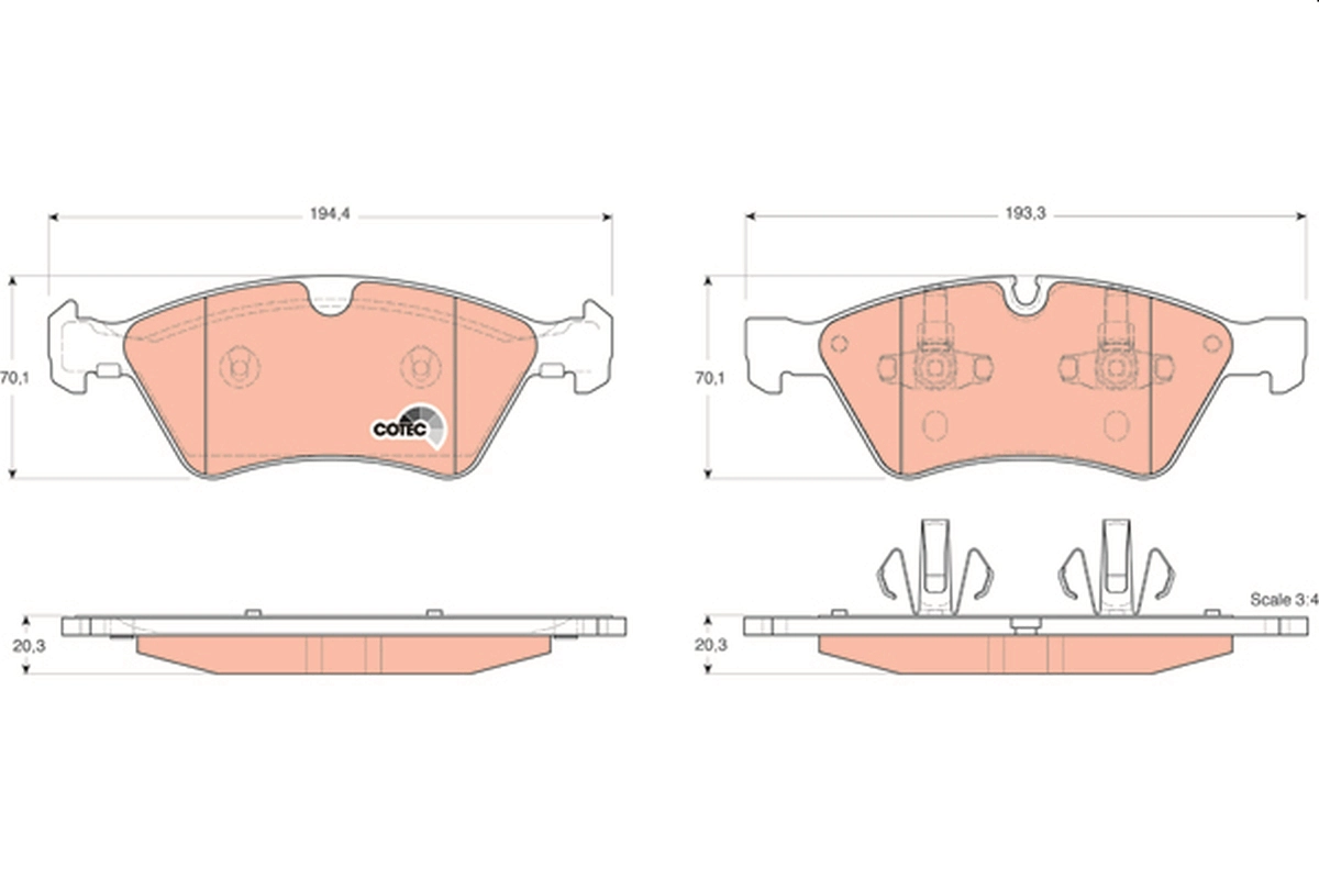 TRW GDB1642 - Комплект тормозных колодок, дисковый тормоз COTEC