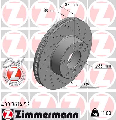 ZIMMERMANN 400.3614.52 - Тормозной диск SPORT BRAKE DISC Z