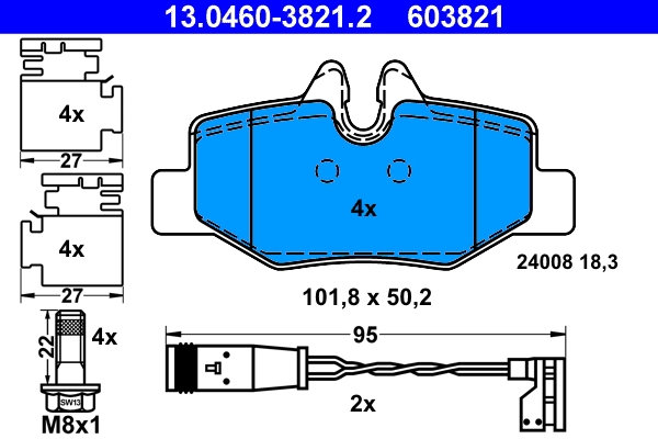 ATE 13.0460-3821.2 - Тормозные колодки 