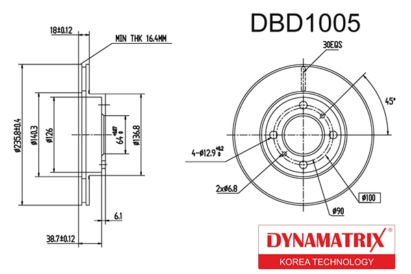 DYNAMATRIX DBD1005 - Тормозные диски
