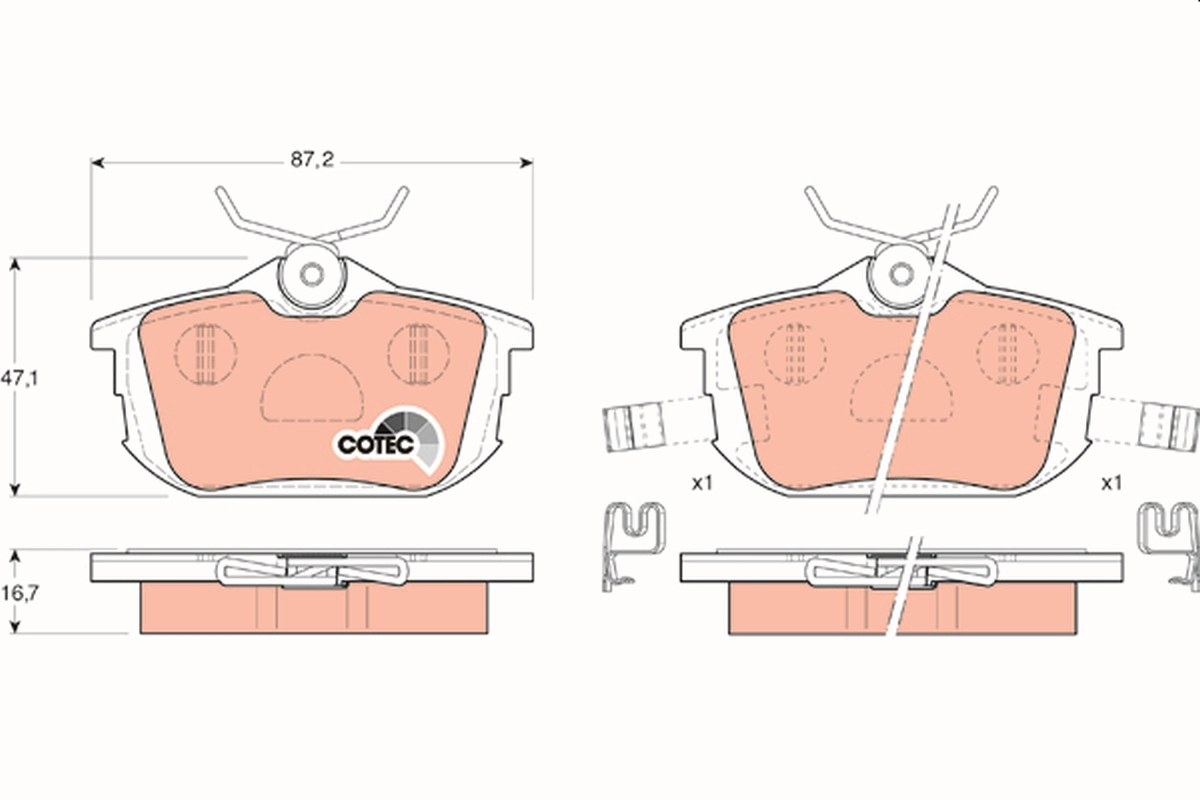 TRW GDB1314 - Комплект тормозных колодок, дисковый тормоз COTEC