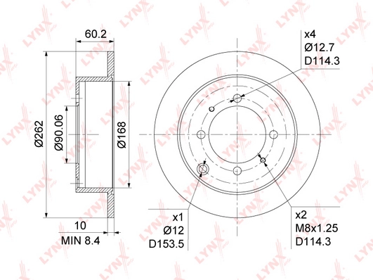 LYNXAUTO BN-1048 - Тормозные диски
