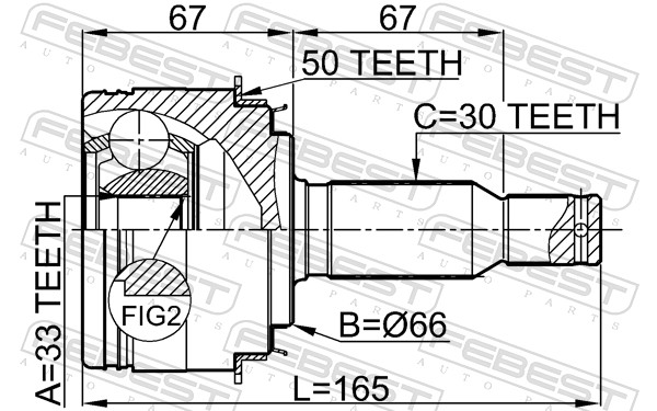 FEBEST 0410-V75A50 - ШРУС