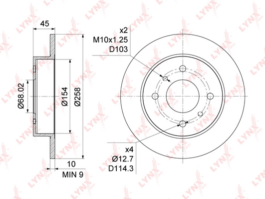 LYNXAUTO BN-1100 - Тормозные диски