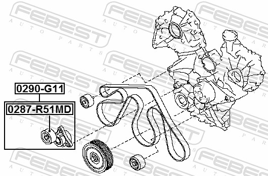 FEBEST 0287-R51MD - Натяжной ролик