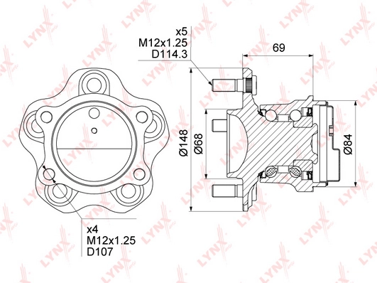 LYNXAUTO WH-1016 - Ступичный подшипник